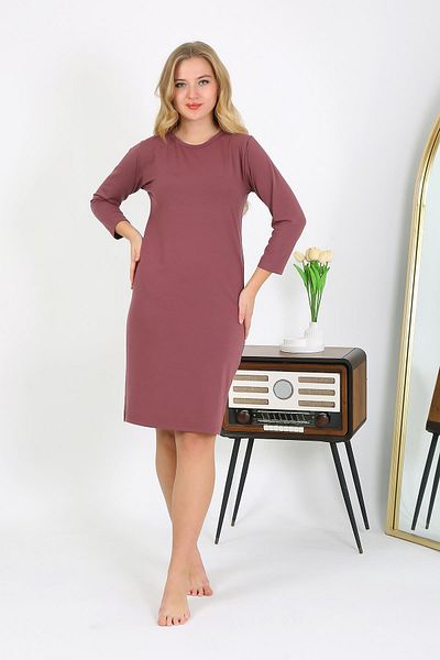 Akbeniz Cotton Tunic and Nightgown Plum - Home Dress 13132