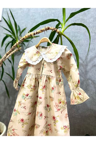 EMZEYN Ahsen Vintage Floral Βαμβακερό Ποπλίνα Κοριτσίστικο Φόρεμα