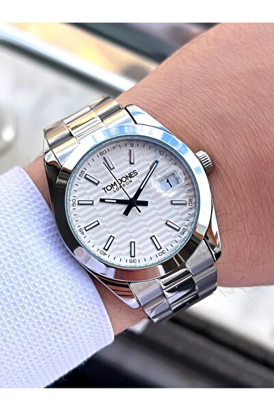 Tom Jones Özel Seri Erkek Kol Saati Çelik Renk Atmaz 3 Atm Su Gecirmez Takvimli
