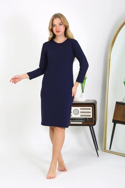 Akbeniz Синя туніка-нічна сорочка з бавовни - 13132