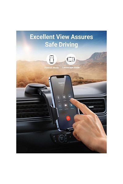 Ugreen Waterfall-Shaped Suction Cup Phone Mount - Black