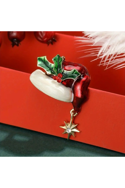 MAURA LIYUZA Noel / Yılbaşı Şapkası Tasarımlı Broş