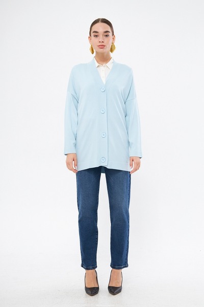 Mizalle Düğmeli Bebe Mavii Triko Hırka