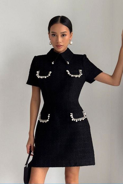 Neşeli Butik rochie de designer cu broderie cu pietre importate pentru femei NBEMP2625