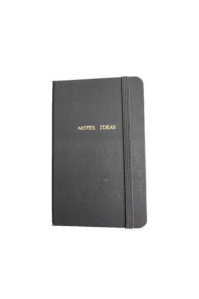 Mikro 80 Sheets Gray Striped Elastic Hard Cover A6 Notepad