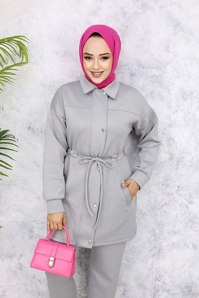 benguen Gray Scuba Hijab Set - 4567 Model