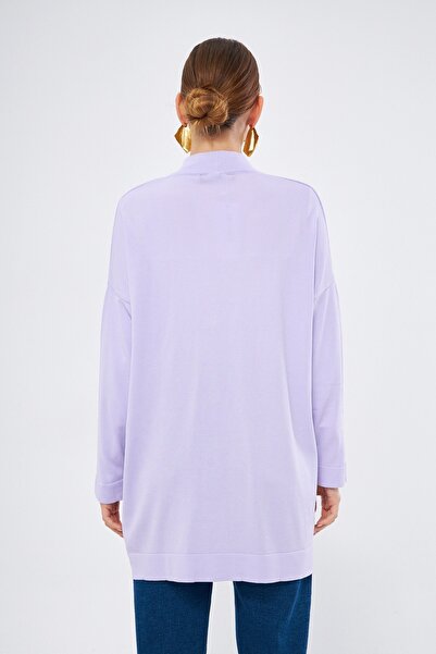 Mizalle Düğmeli Lila Triko Hırka