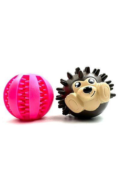 Tasma Market Reward Dog Teeth Scratching Ball with Food Storage Bowl and Hedgehog