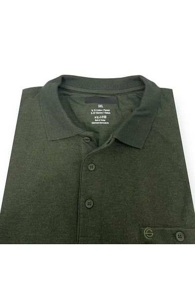 Ercan Men's Large Size Polo Neck Thessaloniki Knitted Sweater 2142