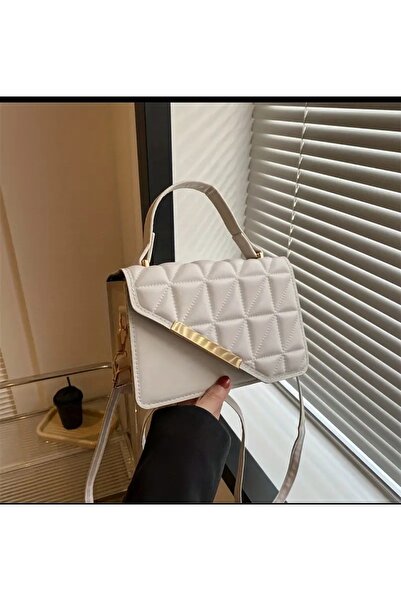 SU14 Mini Moda Kapitone Desenli Çapraz Metal Kapaklı El & Omuz Çantası