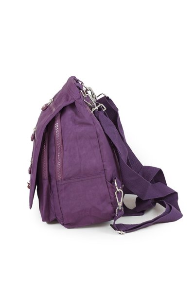 İMAKS Small Size Crinkle/Klinkir Waterproof Multi-Compartment Long Strap Daily Hand Shoulder and Backpack Bag Purple 13-5A