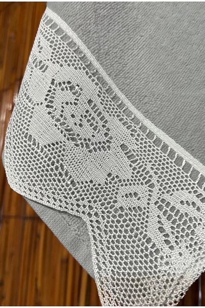Çeyiz Bahçesi Gray Velvet Towel - Dowry Garden Lace