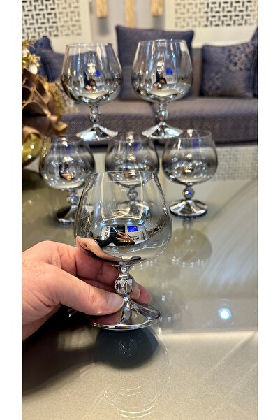 Turkuaz kristal Bohemıa Crystal Titanium Silver Coffee Side Water Glass 250 Cc