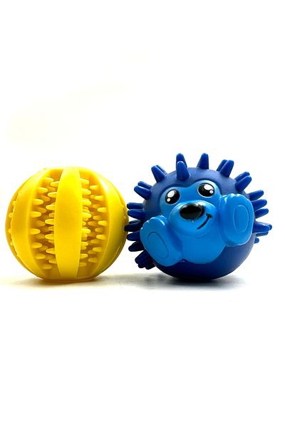 Tasma Market Reward Dog Teeth Scratching Ball with Food Storage Bowl and Hedgehog