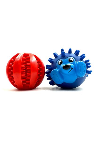Tasma Market Reward Dog Teeth Scratching Ball with Food Storage Bowl and Hedgehog
