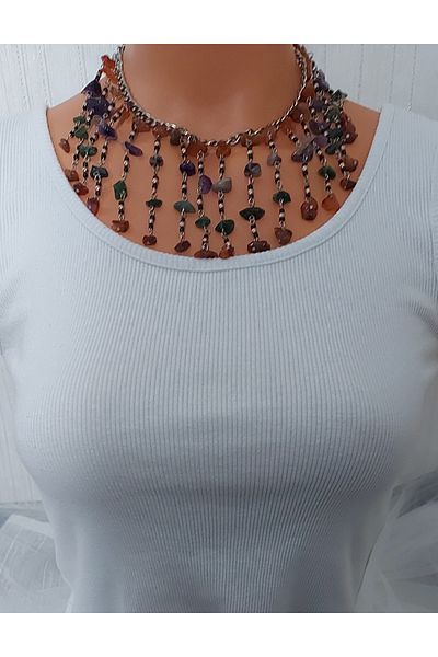 Virgo Amethyst, Agate Stone Necklace