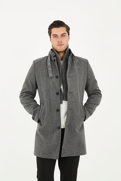 Frappoli Ανδρικό παλτό με χοντρή κοπή - Ριμπ γιακά, Standard Fit