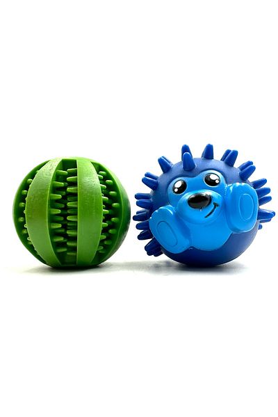 Tasma Market Reward Dog Teeth Scratching Ball with Food Storage Bowl and Hedgehog