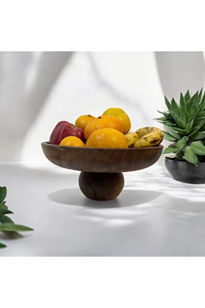 zagorwood 24 cm Pit Presentation Plate with Wooden Legs, Fruit Bowl, Dessert Presentation, Snack Bowl, Bowl, Presentation Bowl