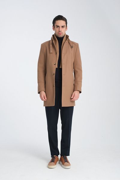 Frappoli Ανδρικό παλτό με κασμίρ - Dobby, Rib Collar, Standard Fit