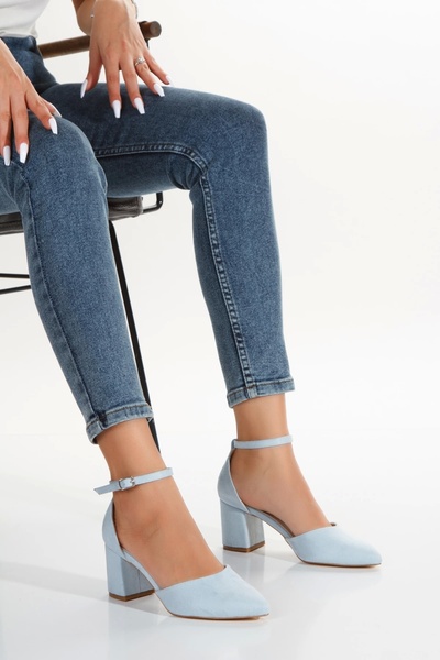 MFT AYAKKABI Kadın Kısa Topuklu Günlük Ayakkabı Bebe Mavi