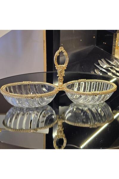AlyaHomeAksesuar Gold Metal Çerçeveli İkili Çerezlik
