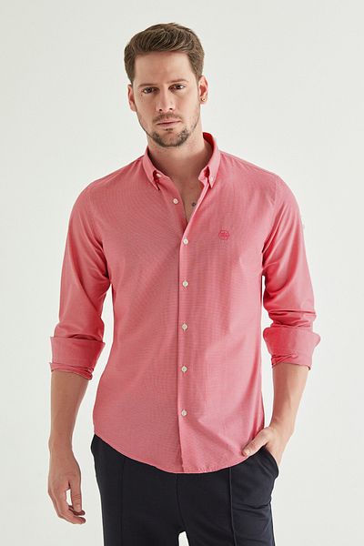 D'S Damat Slim Fit Fuchsia Gingham πουκάμισο