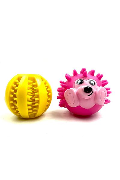 Tasma Market Reward Dog Teeth Scratching Ball with Food Storage Bowl and Hedgehog