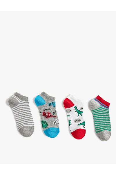 Koton Set de șosete cu 4 piese cu imprimeu din dinozaur - multicolor