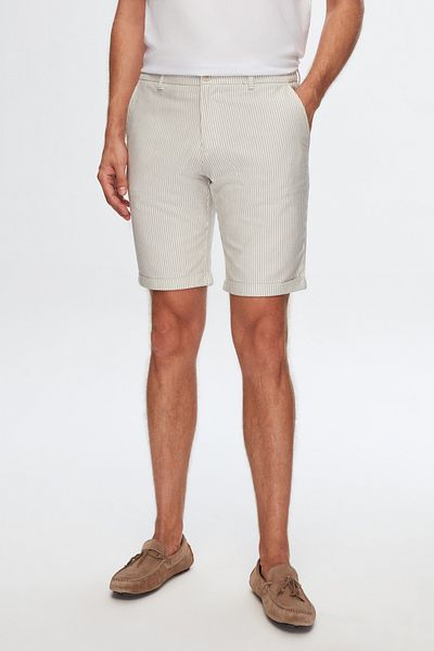 D'S Damat Ds Damat Slim Fit Gray Straight Striped Shorts