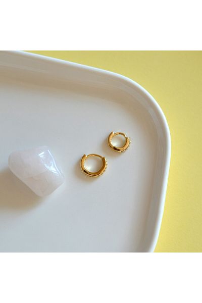 Heppii Two Pieces Ring Piercing with Gold Stone Detail - Tragus Helix and Cartilage (6 mm and 8 mm)