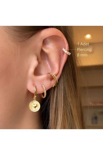 Heppii 8 mm Gold Stone Tragus Helix - Forward Helix Cartilage Piercing