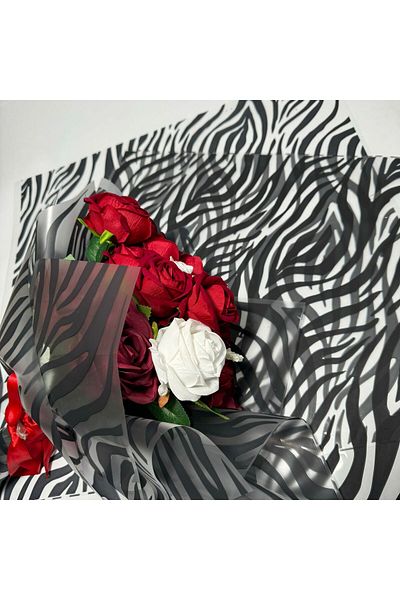 weloveis Zebra Print Floral Bouquet - Paper, Material and Gift Pack 55X55Cm
