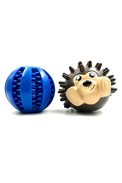 Tasma Market Reward Dog Teeth Scratching Ball with Food Storage Bowl and Hedgehog