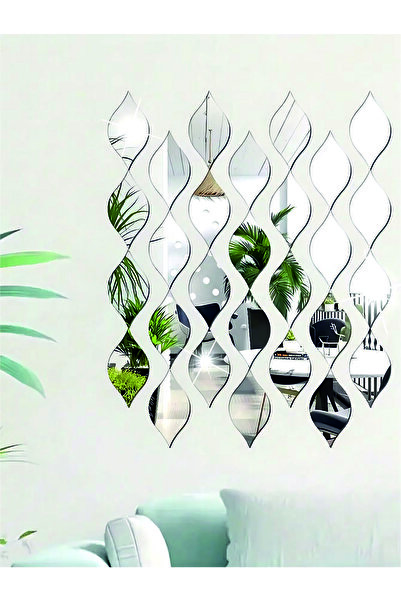 şamaksesuar Damla Şekilli Dekoratif 15'li Gümüş Ayna Pleksi Duvar Süsü (KENDİ...