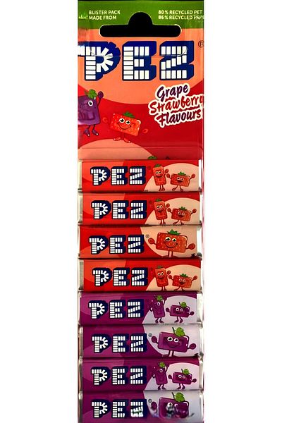 Pez Pez 8 Pcs. 8-Piece Blister Refill Candy Set with Grapes and Strawberries