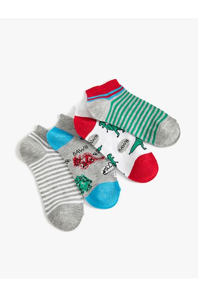 Koton Set de șosete cu 4 piese cu imprimeu din dinozaur - multicolor