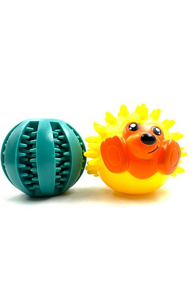 Tasma Market Reward Dog Teeth Scratching Ball with Food Storage Bowl and Hedgehog
