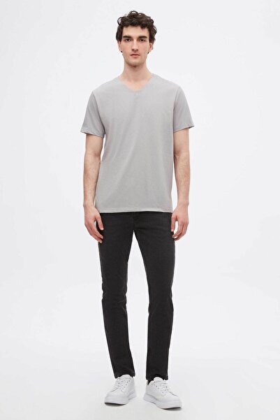D'S Damat Μπλουζάκι Slim Fit Grey V-Neck 100% βαμβάκι