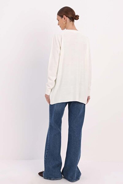 ALLDAY Ekru-BASİC REGLAN BİSİKLET YAKA KAZAK