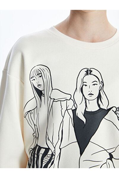 LC Waikiki Γυναικείο χοντρό φούτερ XSIDE Crew Neck με στάμπα (W4)