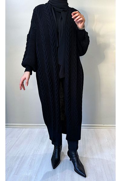 Lasirius Tricotaj împletit cu păr Cardigan lung pentru femei