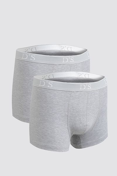 D'S Damat Damat Grey Boxer Σετ 2 τεμαχίων - Ελαστική μέση, Lycra και Stretchable