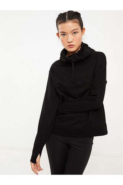 LC Waikiki Dámská mikina Lcwk Monk Collar s pevným dlouhým rukávem
