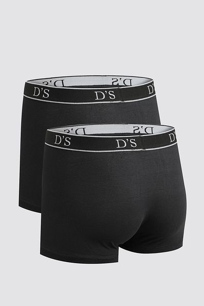 D'S Damat Μαύρο Lycra Boxer Σετ 2 - Groom, Λαστιχένια μέση, Λογότυπο μάρκας, Stretchable