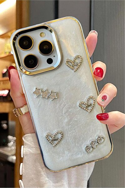 3GEN CASE غطاء صلب متوافق مع هاتف iPhone 15 Pro Max مع شريط حجري ثلاثي الأبعا...