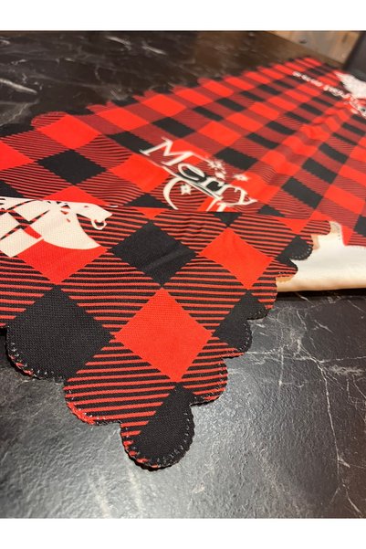 Yıldız Accessory Runner de Crăciun în carouri din lemn de pin