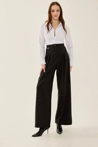 Hiccup Pantaloni largi cu dungi cu talie înaltă