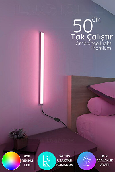 luciole Kumandalı Led masa gece lamba - Yatak Üstü, Tv Yanı ,oturma Odası - Rgb  50 cm miniled4