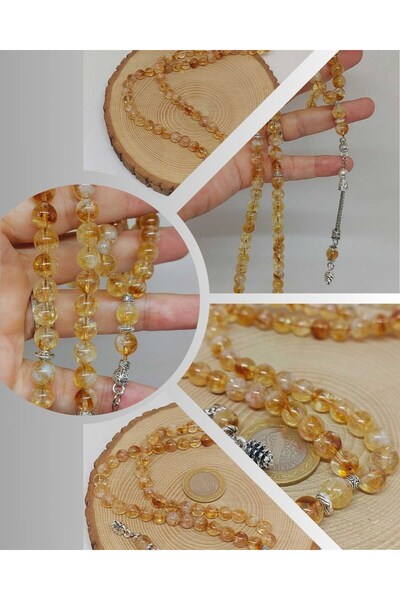 Yasamtohumu مسبحة صلاة سيترين 8 مم - ألوان فاتحة و داكنة، 99 قطعة (27570)